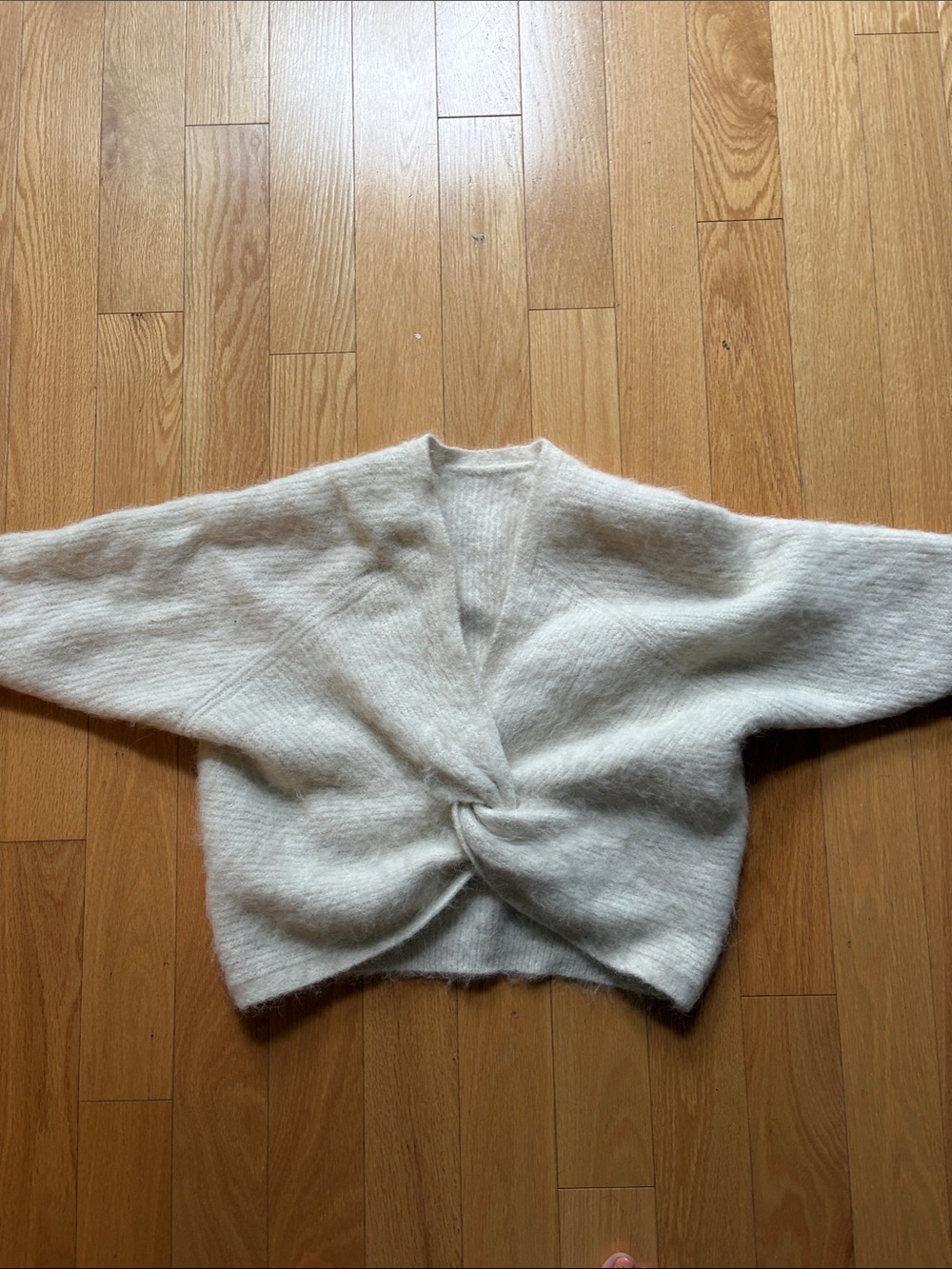ba&sh Cream Off-Shoulder Twist-Front Sweater